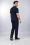 (E-Flex) Navy Blue Lycra Men's Iron-Free Fake Sleeve Nurse and Doctor Uniform Set Scrubs Hospital Uniform