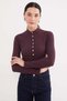 Ribbed Half Snap Collar Slim Fit Blouse - 4