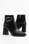 Reyas Women's Heeled Boots with Side Shaped Buckle, Black Leather - 3