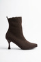 Tuter Knitwear Patterned Thin Heeled Women's Boots Brown - 6
