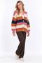 Women's Striped Color-Blocked Buttoned V-Neck Knitwear Cardigan - 6