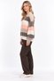 Women's Striped Color-Blocked Buttoned V-Neck Knitwear Cardigan - 8