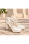 Women's Closed Toe Ankle Strap Platform Heeled Premium Evening Dress Bridal Shoes - 6