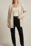 Women's Oversize Long Sleeve Soft Textured Basic Knitwear Cardigan with Buttoned Pockets - 3