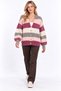 Women's Striped Color-Blocked Buttoned V-Neck Knitwear Cardigan - 5