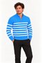 Men's stand collar half zippered striped thessaloniki knitwear sweater - baby blue - 4