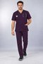 (E-Flex) Plum Lycra Men's Iron-Free Fake Sleeve Nurse and Doctor Uniform Set Scrubs Hospital Uniform - 3