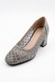 Demra File Stone Patterned Women's Classic Heeled Shoes Platinum Sim - 5