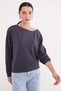 Basic Boat Neck Bat Sleeve Modal Blouse - 3