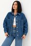 Women's Buttoned Casual Navy Blue Denim Jacket - 2