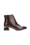 Brown Short Heeled Women's Boots with Flexible Elastic Front and Gold Accessories - 2