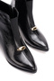 Black Short Heeled Women's Boots with Flexible Elastic Front and Gold Accessories - 5