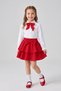 Girl's Red Scarf Long Sleeve Lace Shirt Layered Skirt April 23 October 29 Show Outfit - 3