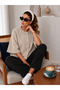 Women's Buttoned Textured Knitwear Poncho Cardigan 26714A - 4