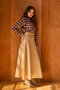 Suede Cut-Out Button Detailed Skirt Beige - 6