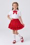 Girls' Red Scarf Short-Sleeved Lace Shirt Ruffle Skirt April 23 October 29 Show Outfit - 2