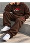 Unisex Racing Flag Printed Oversize Winter Sweatshirt and Baggy Sweatpants Set - 3