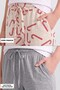 Egyptian Cotton Women's Double Bottom Pajamas Printed Ecru-Grey Melange - 3