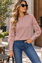 Women's Long Sleeve Crew Neck Floral Waffle Blouse Stylish and Comfortable Design
