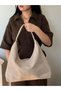 Women's Suede Zakkum Model Casual Shoulder Bag with Knitted Detail - 3