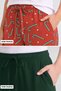 Egyptian Cotton Women's Double Bottom Pajamas Printed Orange-Dark Green - 3