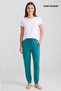 Egyptian Cotton Women's Double Bottom Pajamas Printed Red-Green - 4