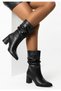 Moya Black Leather Heeled Bellows Boots