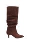 Women's Brown Suede Pointed Toe Thin Heeled Comfortable Bellows Boots - 4