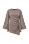 Women's Modal Fabric Side Gathered Asymmetrical Tunic with Tie Detail 0248