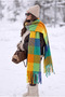 Women's Winter Plaid Patterned Boucle Shawl Scarf - 2