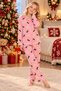 Girl Cotton Pink Color Long Sleeve Buttoned Pajama Set - 3