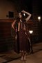 Wine Jamdani Cowl Dress with Shrug - 3