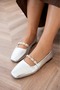Cien Accessoryed Flat Toe Women's Silver Ballerinas - 4