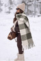 Women's Winter Plaid Patterned Boucle Shawl Scarf - 8