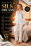 Stone Printed Silky Long Sleeved Satin Bibed Women's Pajama Set
