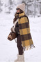 Women's Winter Plaid Patterned Boucle Shawl Scarf - 2