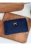 Suede Bow Detailed Zippered Small Wallet and Card Holder