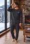 Cotton Soft Touch Anthracite Long Sleeve Men's Pajama Set - 2
