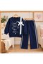 Girl's Written Lettering Bow Detailed Tracksuit Set 2-3-4-5 Years Old - 6