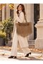 Amara Women's Suede Shoulder Bag Large Size Tote with 3D Flower Detail and Tassel Zipper