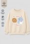Girl's 3 Thread Fabric Cotton Printed Sweatshirt - 2