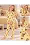 Girl's Cotton Buttoned Strawberry and Teddy Bear Patterned Long Sleeve Pajama Set - 4
