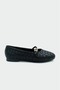 Ferrero Quilted Detailed Women's Leather Black Ballerinas