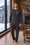 Cotton Soft Touch Anthracite Long Sleeve Men's Pajama Set - 2