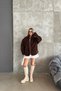 Women's Premium Oversize Teddy Plush Jacket with Stand Collar and Zipper, Lamb Fur Look - 4