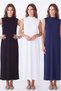 3 Pack Half Turtleneck Zero Sleeve Viscose Maxi Dress - 5