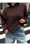Large Size 3 Threaded Threaded Sweatshirt Brown Oversize Unisex Hoodie - 2