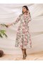 White green batik floral dress - 3