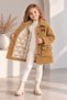 Girl's Teddy Boucle Textured Plush Coat with Teddy Bear Embroidery, Silk Satin Quilted Lining, Winter Coat - 3
