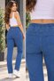 Girl'S/Women's High Waist Elastic Waist Straight Leg Blue Jean Trousers - 3